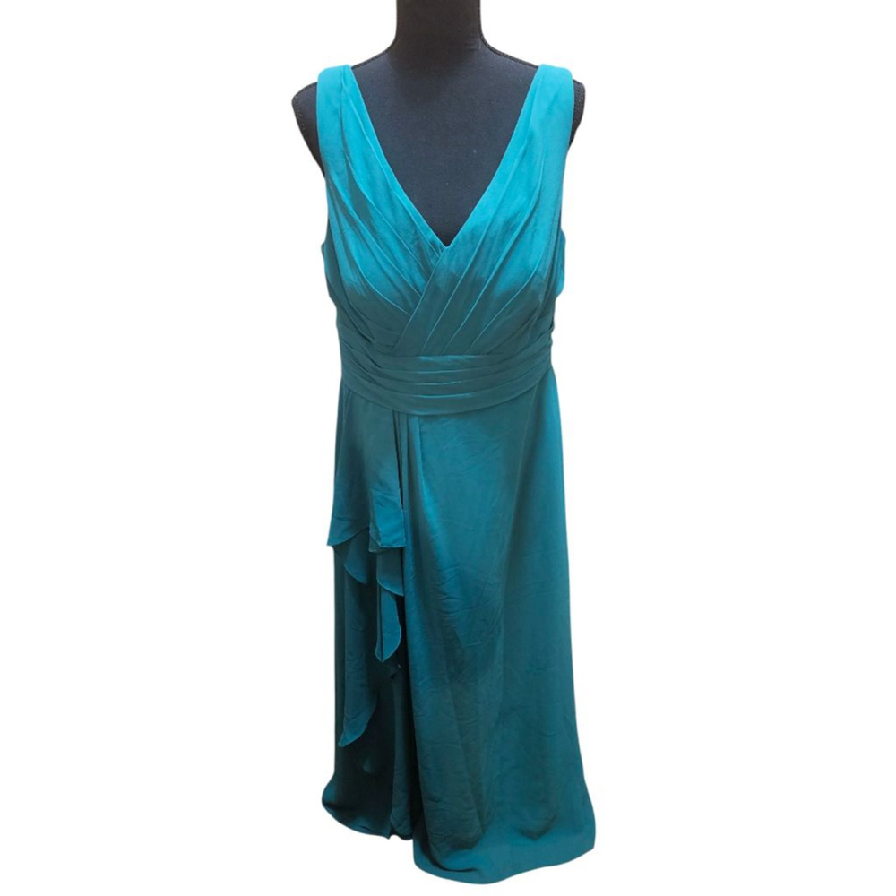 Azazie Formal Green A-Line Princess Maxi Dress Size C Wedding Bridesmaid
